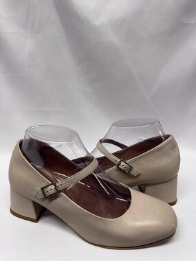MIZ MOOZ WOMEN'S MARY JANE HEELED LEATHER PUMPS SAND 37EU / 7US # T-102